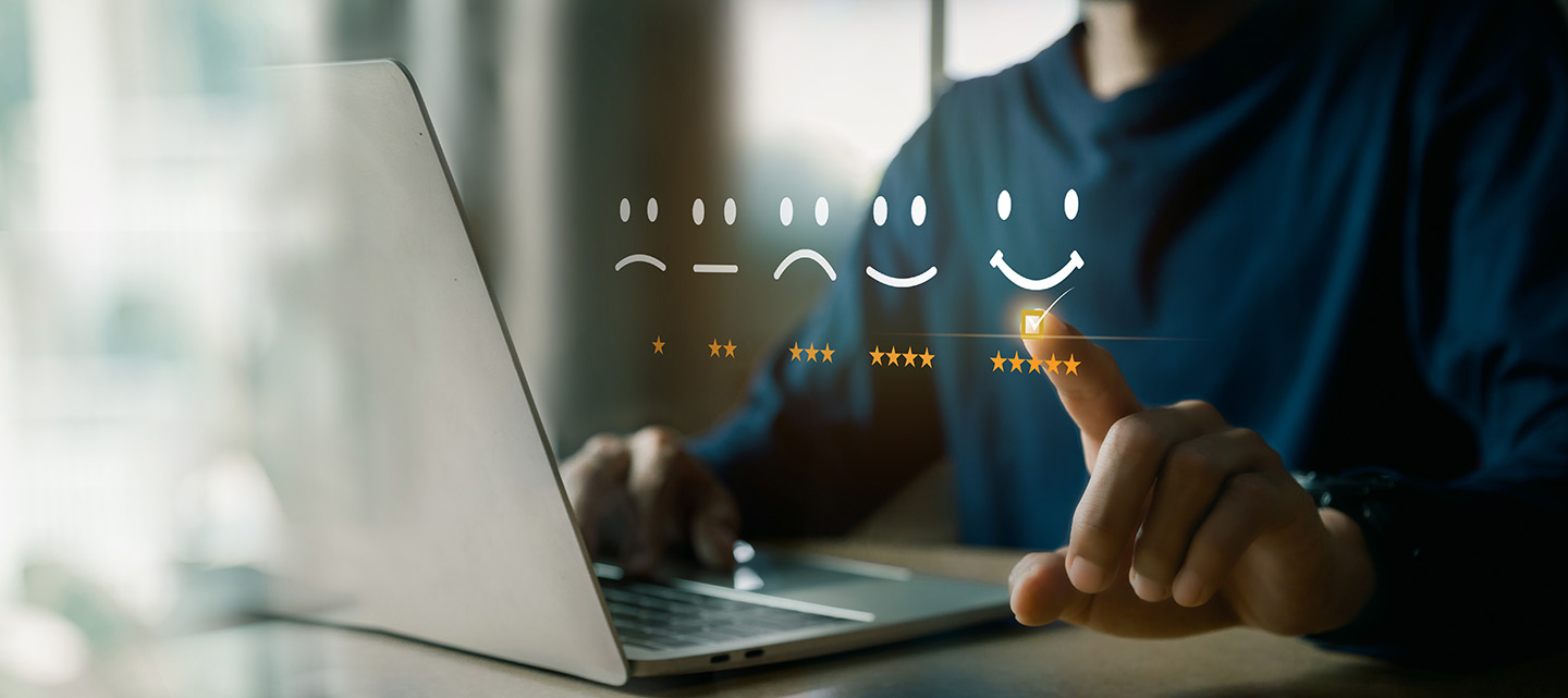 Customer services best excellent business rating experience. Satisfaction survey concept. user give rating to service experience on online application .