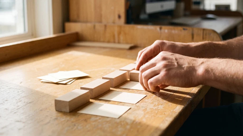 Hands organizing and documenting a process before automating it