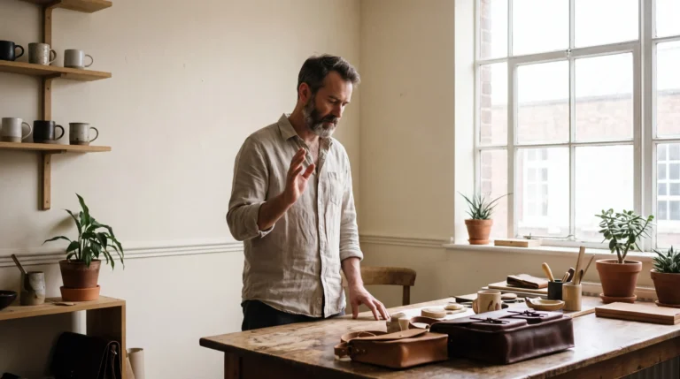 A founder pausing to think before automating a process in his workshop