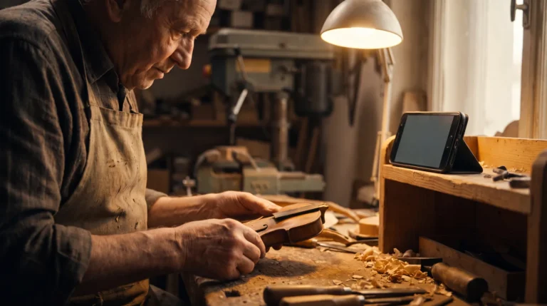 Craftsperson filming their own technique to pass on their know-how