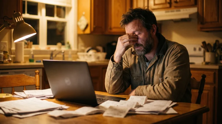 Entrepreneur qui travaille sur son ordinateur portable en soirée après sa journée de travail