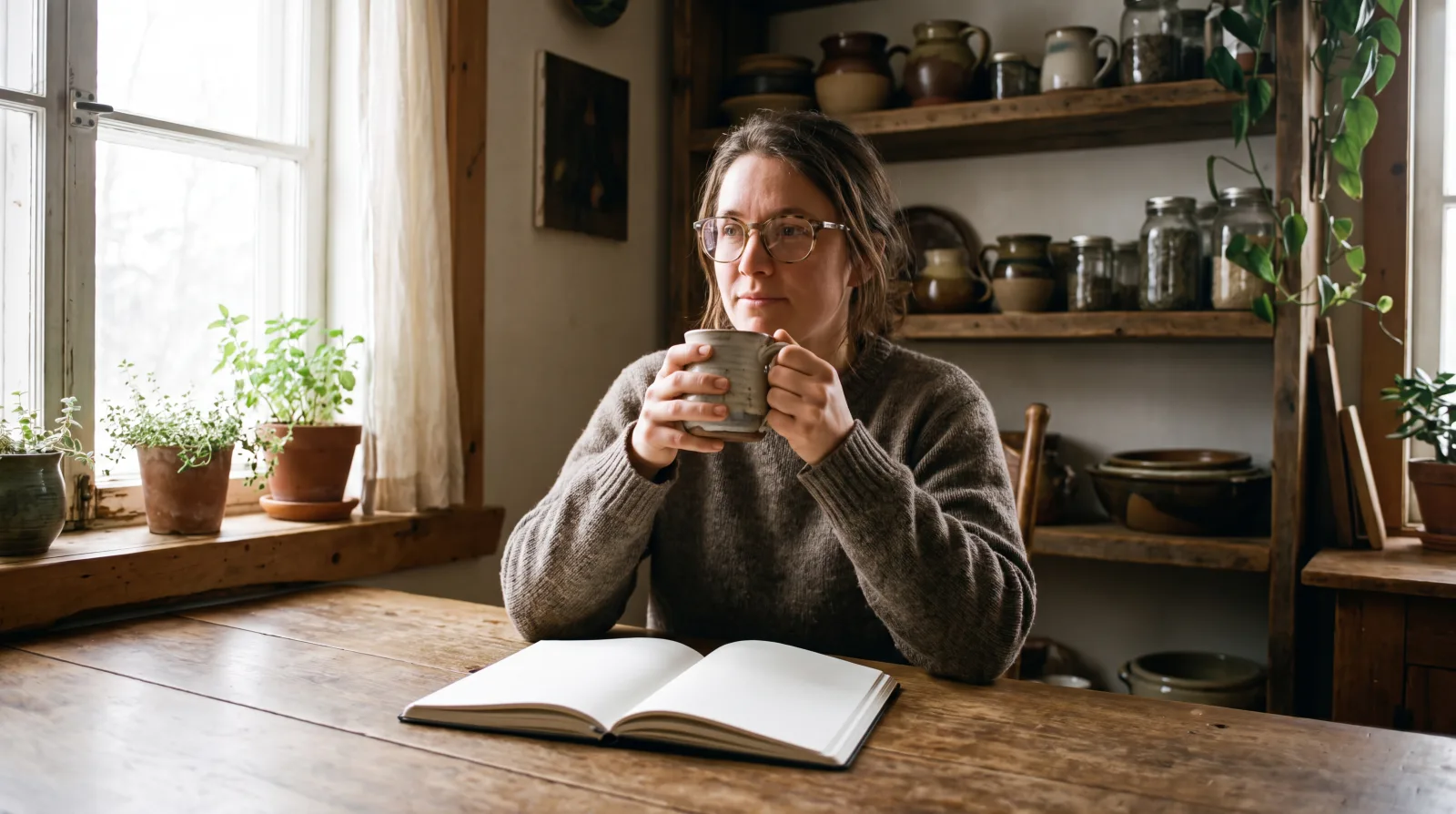 Business owner building his customer list on a Saturday morning with coffee